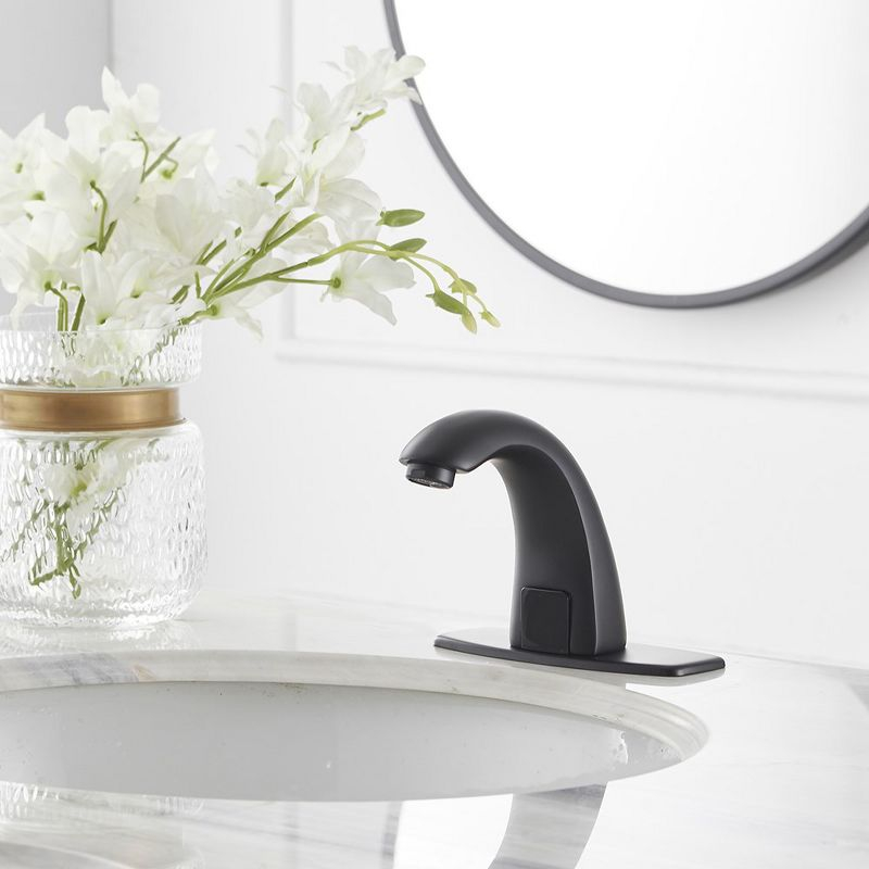 BWE DC Powered Commercial Touchless Single Hole Bathroom Faucet With Deck Plate & Pop Up Drain