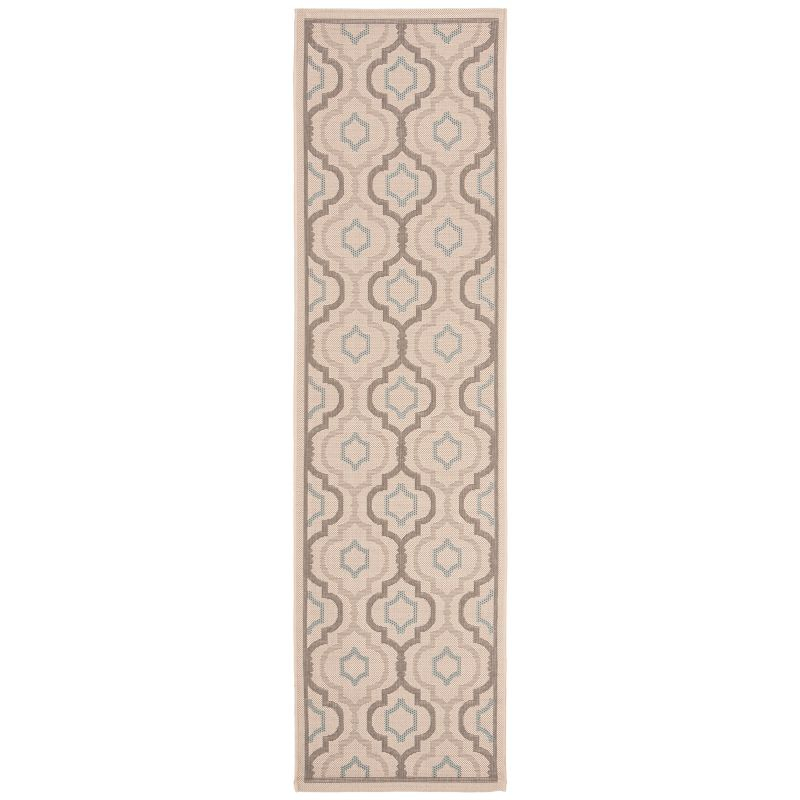 Courtyard CY7938 Power Loomed Indoor and Outdoor Runner Rug - Beige/Dark Beig - 2'3"x12' - Safavieh