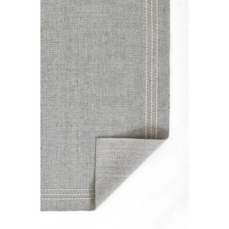 Momeni 3'6"x5'6" Oliver Striped Border Handloomed Area Rug Light Blue: Geometric Wool & Polyester, Low Pile, Indoor Use