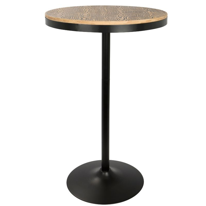 Dakota Industrial Adjustable Bar Height Table Black/Natural - LumiSource: Metal Base, Round Bamboo Top