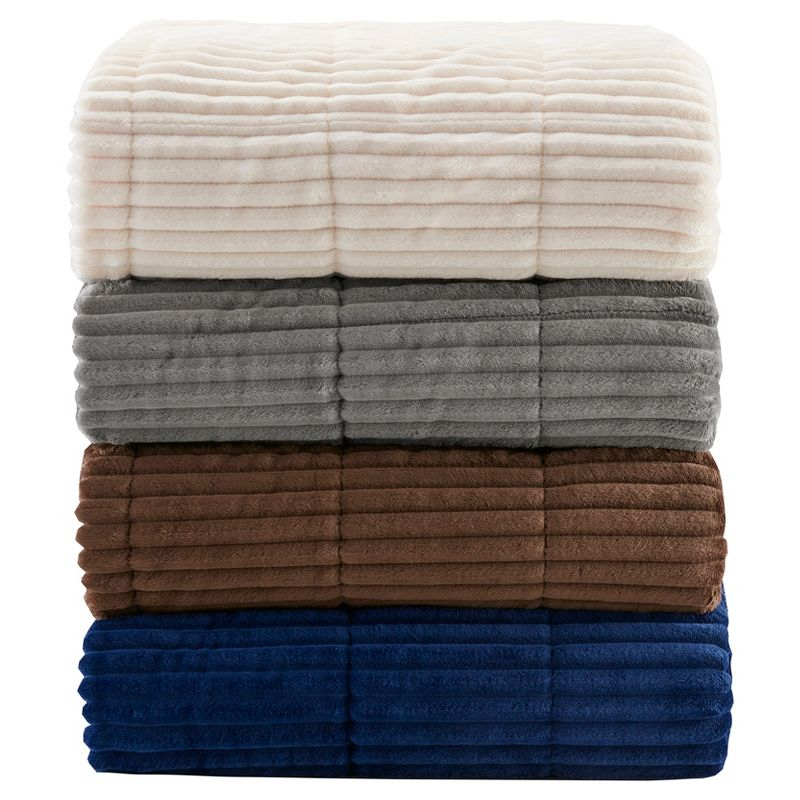 60"x70" Oversized Williams Plush Down Alternative Throw Blanket Ivory - Madison Park