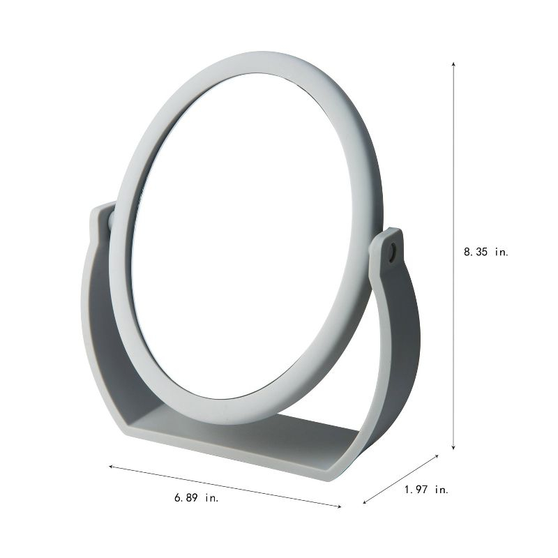 8" Vanity Rubberized 1X-10X Magnification Mirror Gray - Home Details