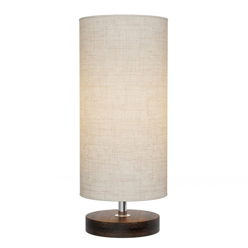 Hastings Home Cylinder Lamp Adjustable Height with Wooden Base and LED Bulb