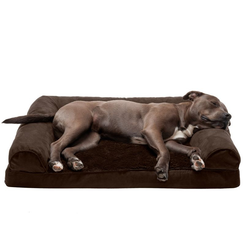FurHaven Plush & Suede Orthopedic Sofa Dog Bed - Large, Espresso