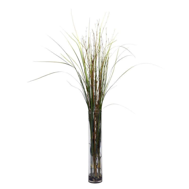 Nearly Natural Grass & Bamboo with Cylinder Silk Plant