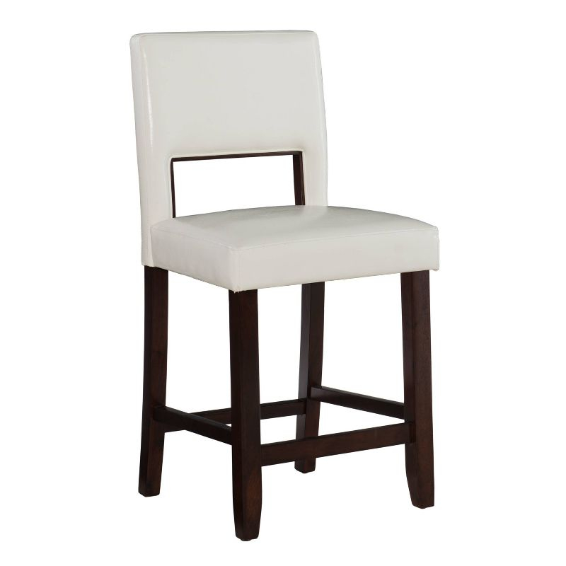 Linon 24" Vega Padded Back and Seat Faux Leather Counter Height Barstool Hardwood White: Rubberwood Legs, Polyurethane Upholstery