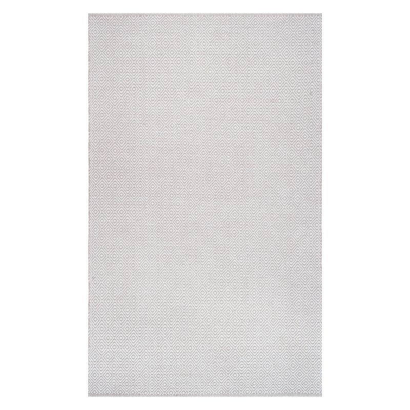 6'x9' Cotton Hand Loomed Lorretta Area Rug Taupe - nuLOOM: Modern Flat Pile Rectangle, Indoor Use, Canvas Backing