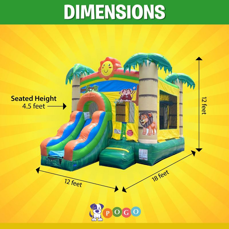 Pogo Bounce House Crossover Bounce House with Slide, Tropical Smiley Face, No Blower