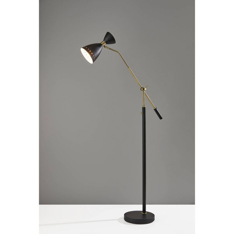 Oscar Adjustable Floor Lamp Black - Adesso: Mid-Century Style, Extended Arm, ETL Listed