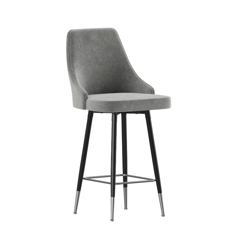 Flash Furniture Commercial Gray LeatherSoft Counter Height Stools with Chrome Accents - 2 Pack