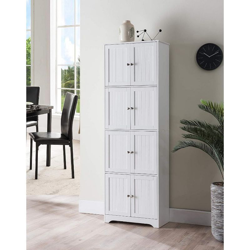 Kings Brand Furniture Lyons 4-Tier 68" Kitchen Pantry Storage Cabinet with 8 Doors, White