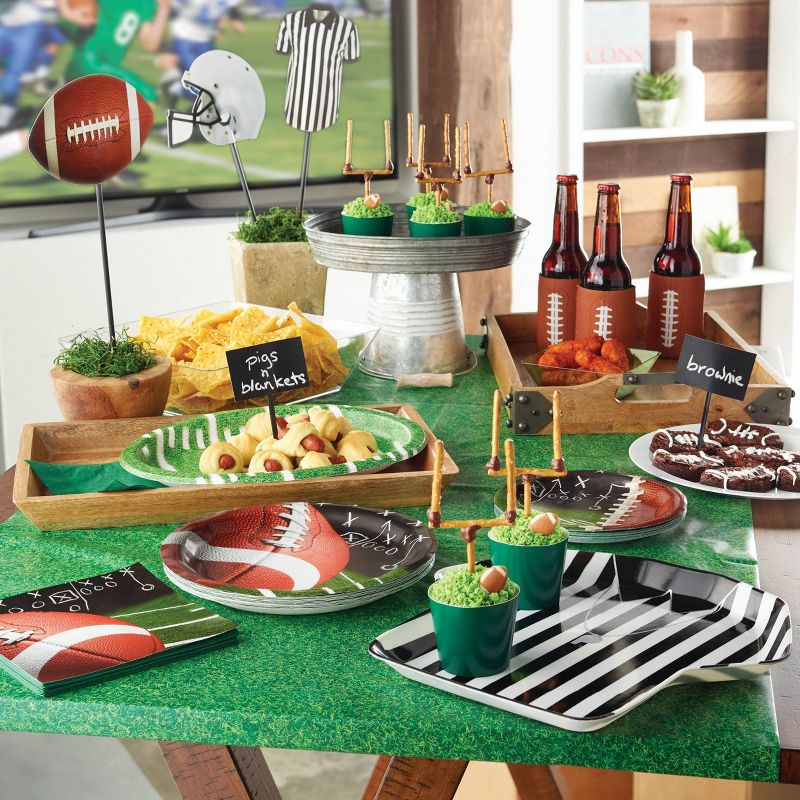 3ct Sports Field Tablecloth: Green Plastic Disposable Tableware for Super Bowl & Sports Events, 108" x 54", 3 Pack