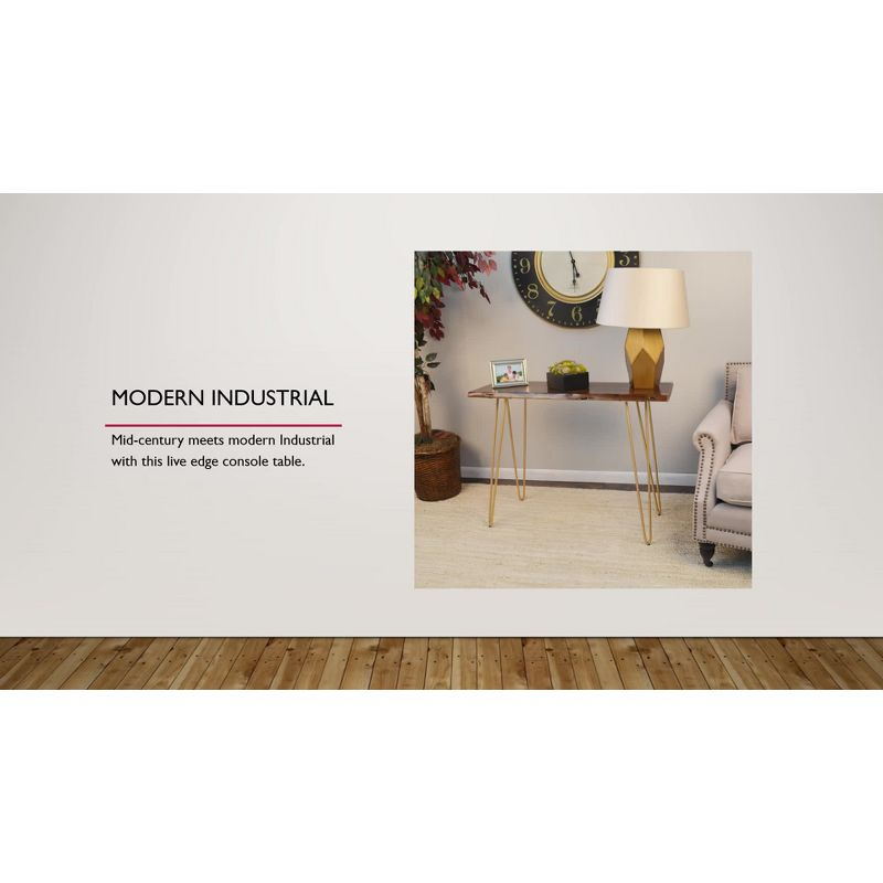 Carolina Living Carolina Living Langdon Live Edge Console Table Elm/Gold: Acacia Top, Metal Frame, Non-Toxic Finish