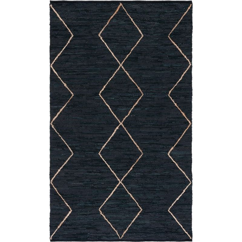 Vintage Leather VTL801 Hand Woven Area Rug - Black/Natural - 8'x10' - Safavieh.