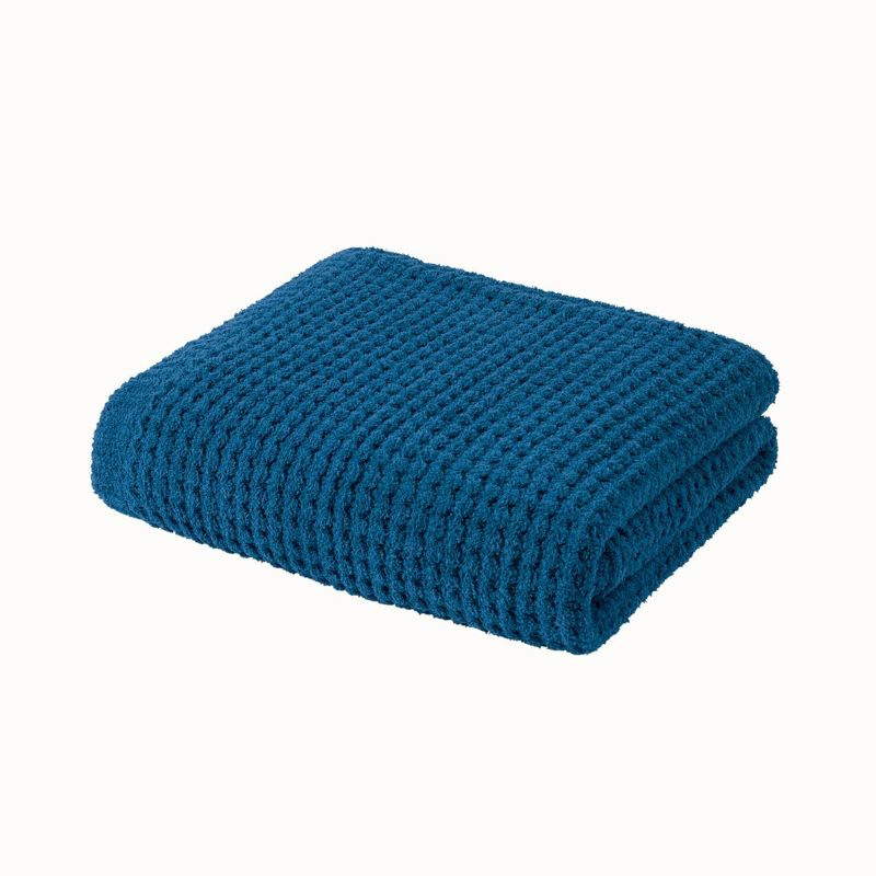 50"x60" Eden Waffle Knit Chenille Throw Blanket Navy Blue - Madison Park