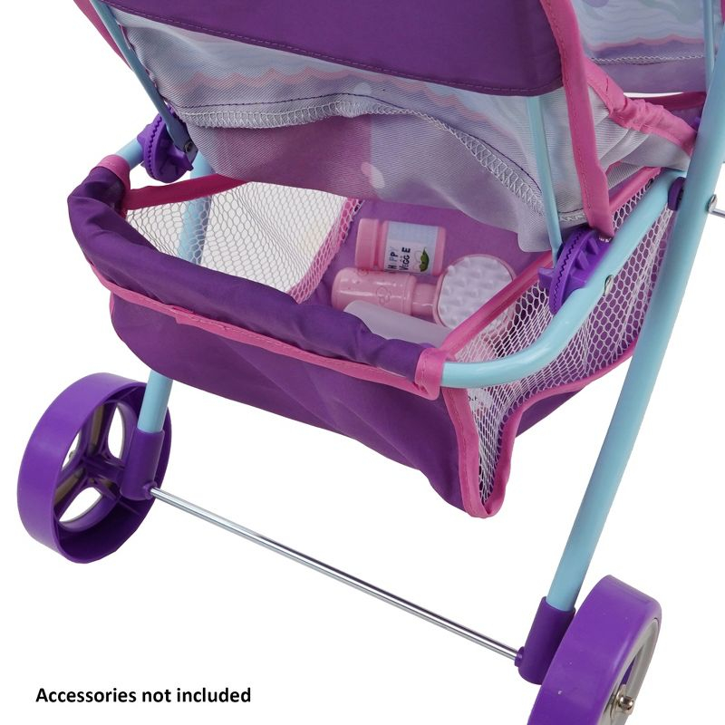 509: Mermaid Twin Doll Stroller W/ Retractable Canopy, 2 Seats