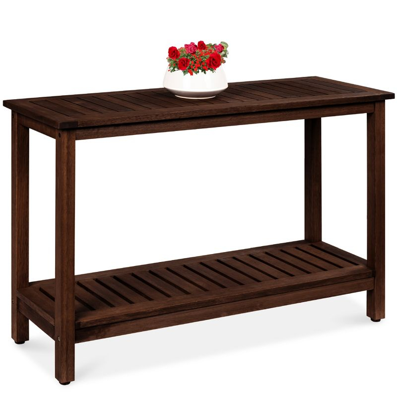Best Choice Products 48in 2-Shelf Indoor Outdoor Wooden Console Table Multifunctional Buffet Bar Storage - Espresso