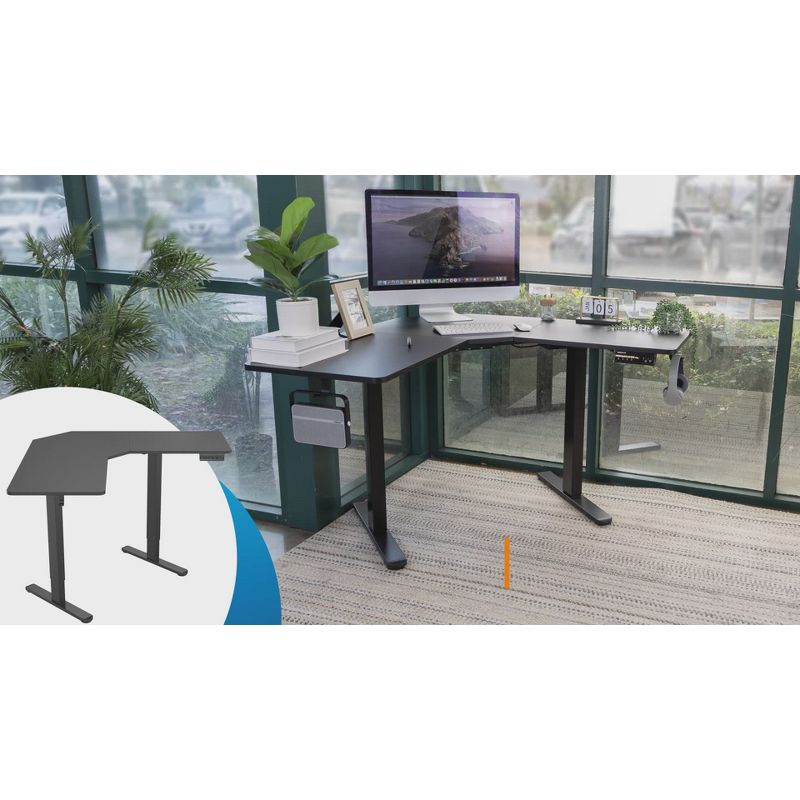 Mount-It! Electric Height Adjustable Desk for Corners, Automatic Standing Desk with Smooth Ergonomic Height Adjustment from 28.3" to 47.2"
