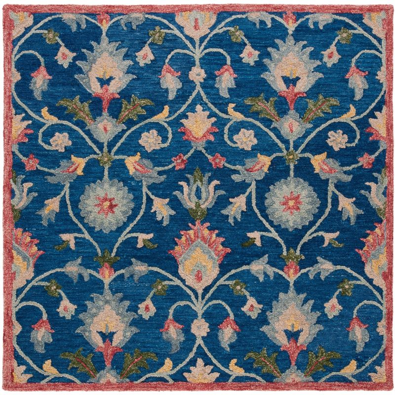 Blossom BLM562 Hand Tufted Area Rug - Blue/Rust - 6'x6' - Safavieh.
