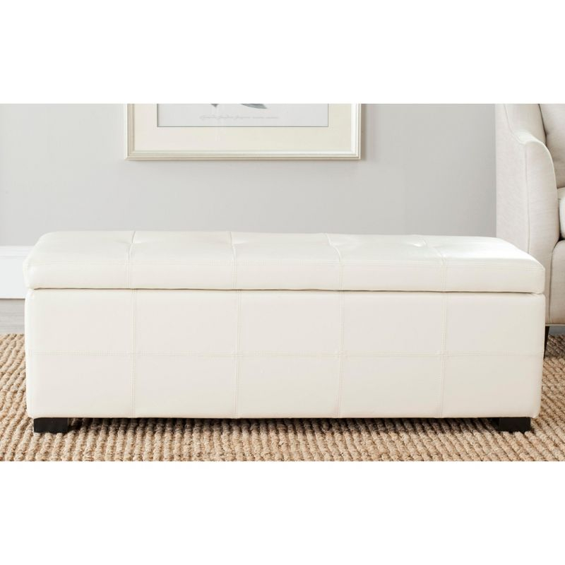 Maiden Tufted Storage Bench Large - Flat Cream - Safavieh