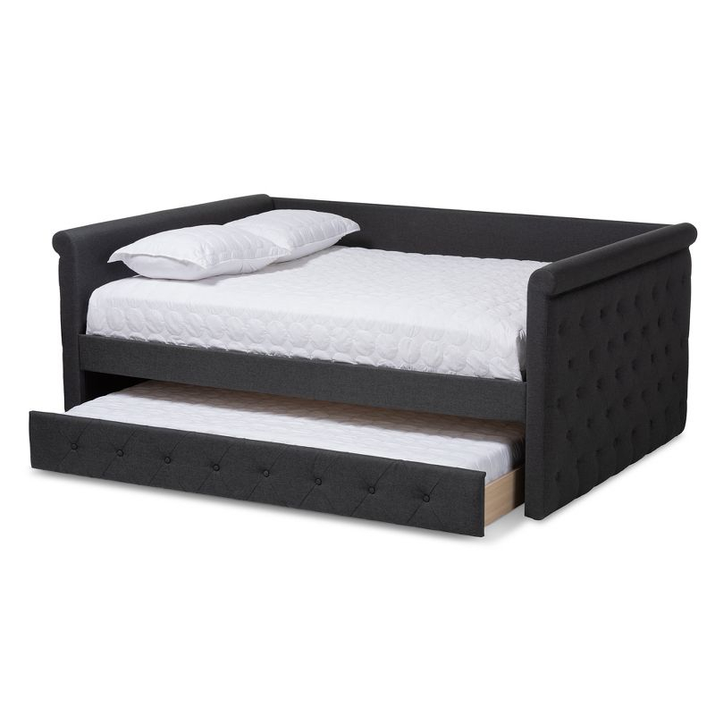 Full Alena Daybed with Trundle Dark Gray - Baxton Studio: Upholstered Bedroom Furniture, No Box Spring Needed