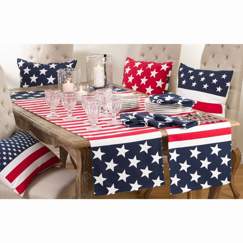 Saro Lifestyle Cotton Table Runner With American Flag Design, Multi, 16" x 54"