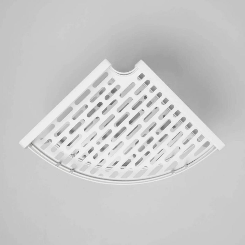 Punched Metal 2-Tier Corner Shelf White - Brightroom™: Kitchen Storage Organizer, Iron Under Sink Shelf