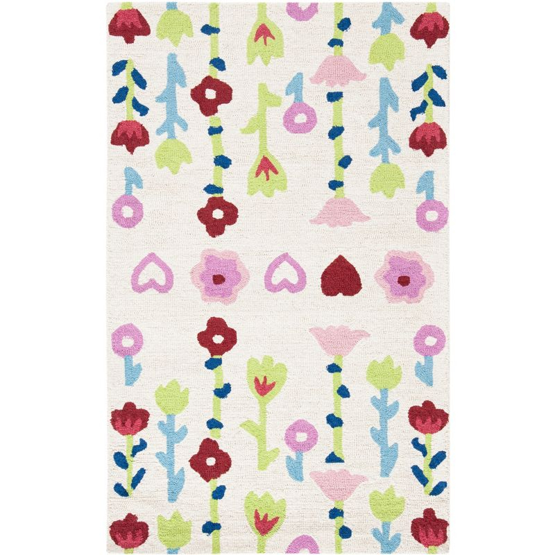Safavieh Kids Floral SFK918 Hand Tufted Indoor Accent Rug - Ivory/Pink - 3'x5' - Safavieh