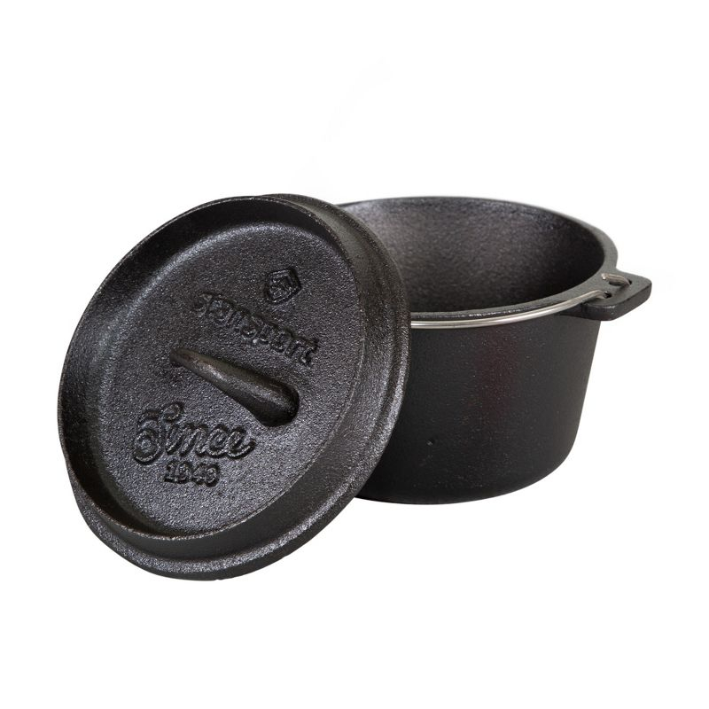 Stansport Preseasoned Cast Iron Flat Bottom Dutch Oven - 1 QT