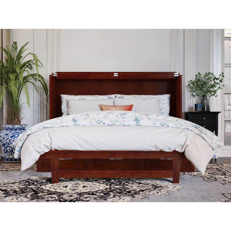 Queen Northfield Murphy Bed Chest Walnut - AFI: Hardwood Frame, Built-In USB Ports & Storage Drawer