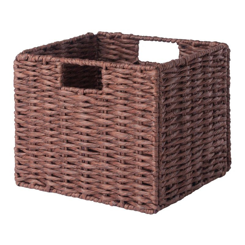 3pc Tessa Woven Rope 2 Small and 1 Large Basket Set Walnut - Winsome: Rectangular Storage Organizer, Spot Clean