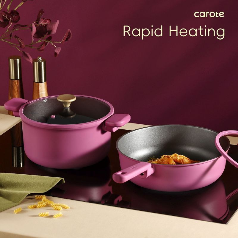 CAROTE 16pcs Nonstick Cookware set, Pots and Pans, Premium Induction Cookware, Durable & Easy to Clean, Large Frying Pan, Rose Pink