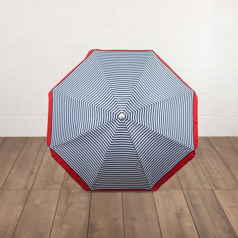 Picnic Time 5.5' Beach Compact Umbrella - Blue Pinstripe Pattern