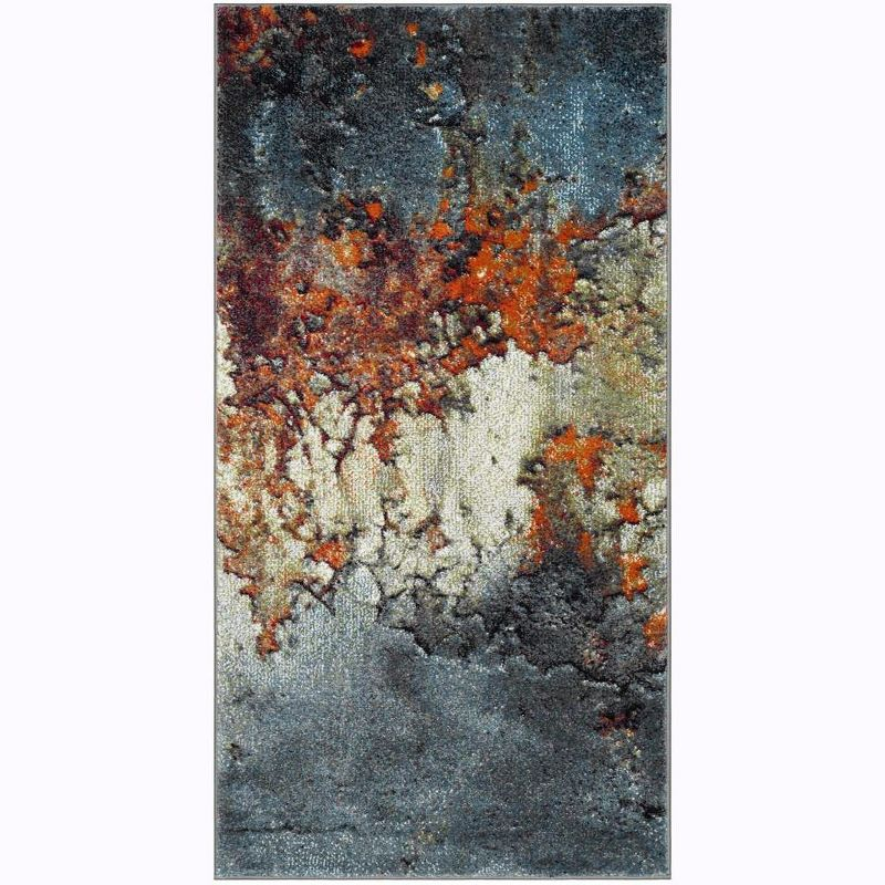 Glacier GLA125 Power Loomed Indoor Runner - Blue/Multi - 2'7"x5' - Safavieh