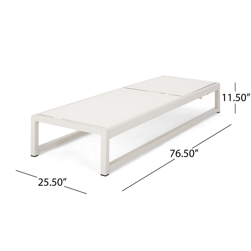 GDFStudio Camdyn Outdoor Mesh and Aluminum Armless Adjustable Chaise Lounges (Set of 2), White