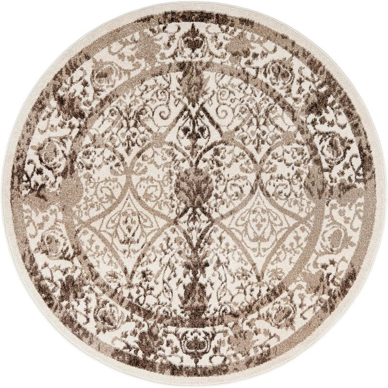 Unique Loom 6' 1 x 6' 1 Round Beige La Jolla Traditional Area Rug