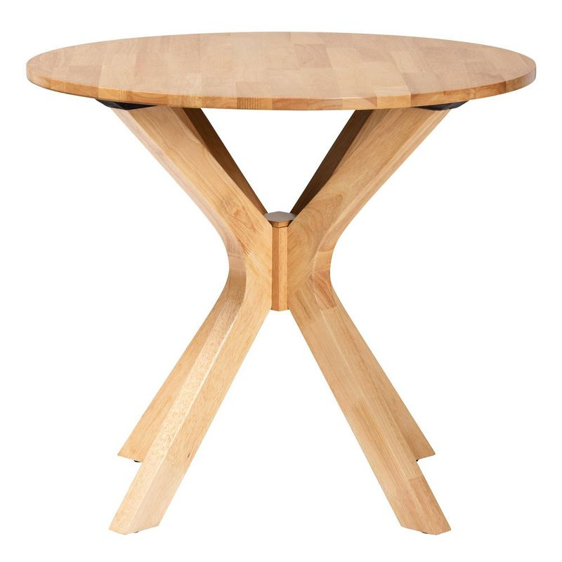 Baxton Studio 34" Wide Kenji Wood Round Dining Table Natural Brown: Rubberwood, Seats 4