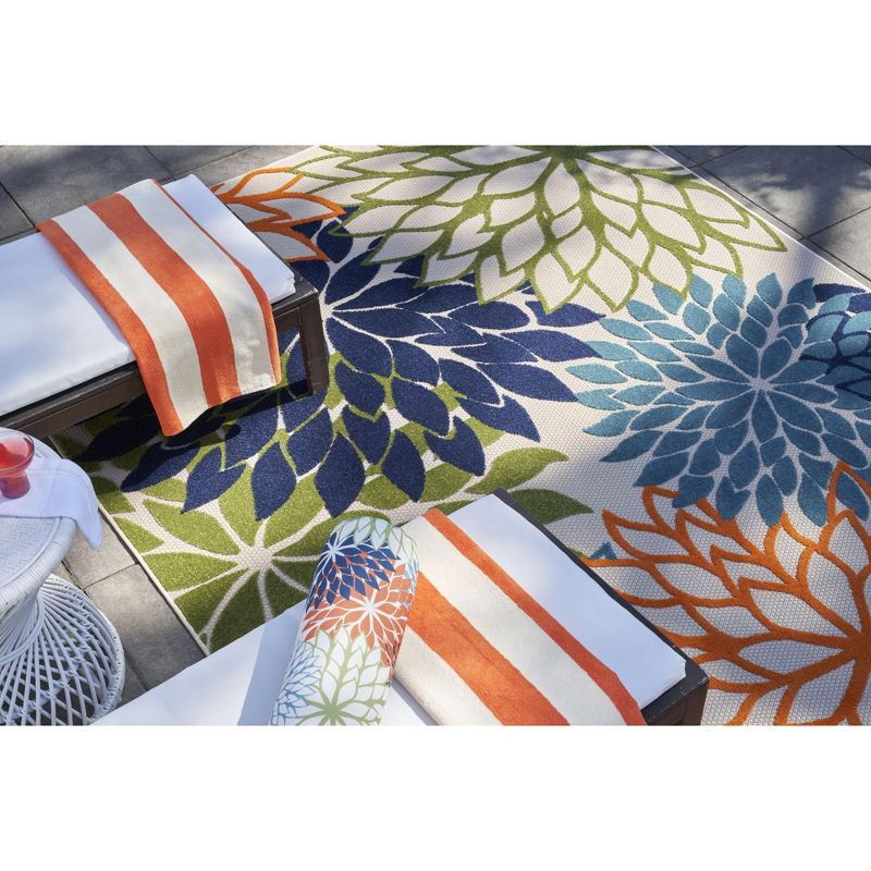Nourison Aloha Floral Bloom Flatweave High-Low Indoor Outdoor Area Rug Multicolor 3'6" x 5'6"