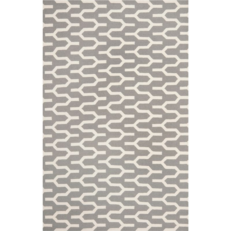 Dhurries DHU630 Hand Woven Area Rug - Silver/Ivory - 6'x9' - Safavieh.