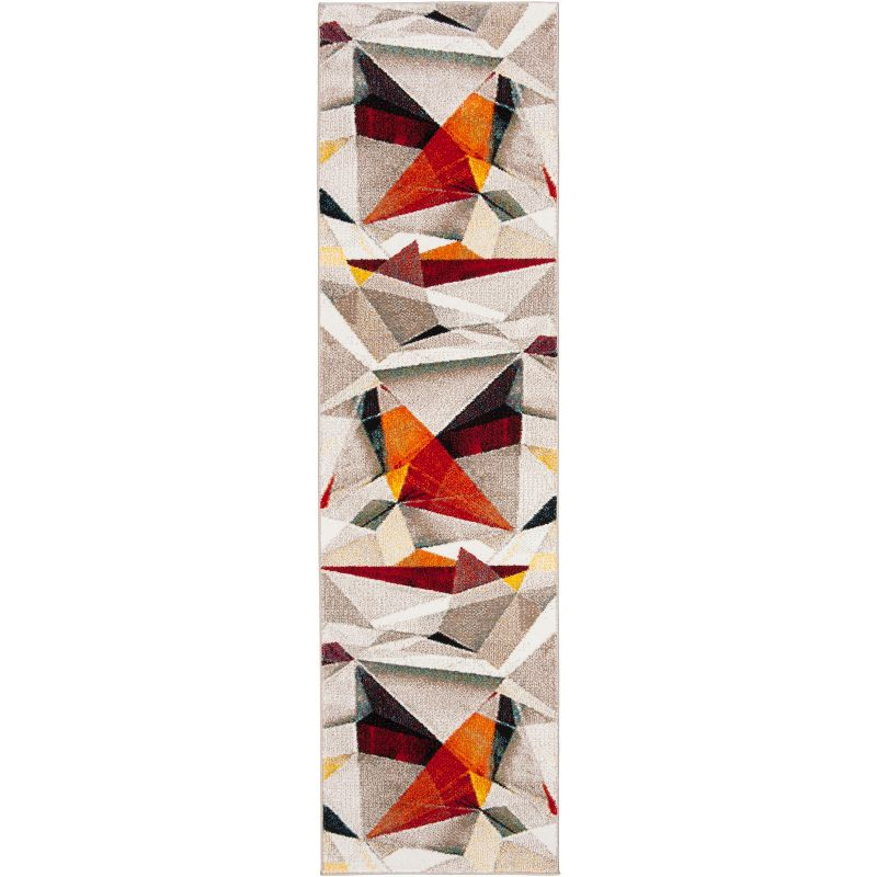Porcello PRL6940 Power Loomed Indoor Runner Rug - 2'3"x6' - Light Grey/Orange - Safavieh