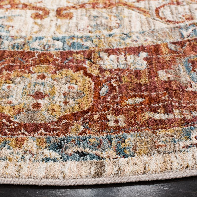 Valencia VAL566 Power Loomed Area Rug - Ivory/Rust - 6'4"x6'4"Square - Safavieh.