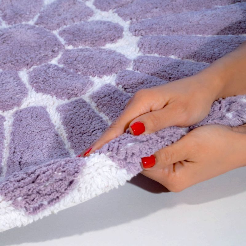 2pc Bursting Flower Bath Rug Set Lilac - Chesapeake Merchandising: Cotton Tufted, Machine Washable, Non-Slip Backing
