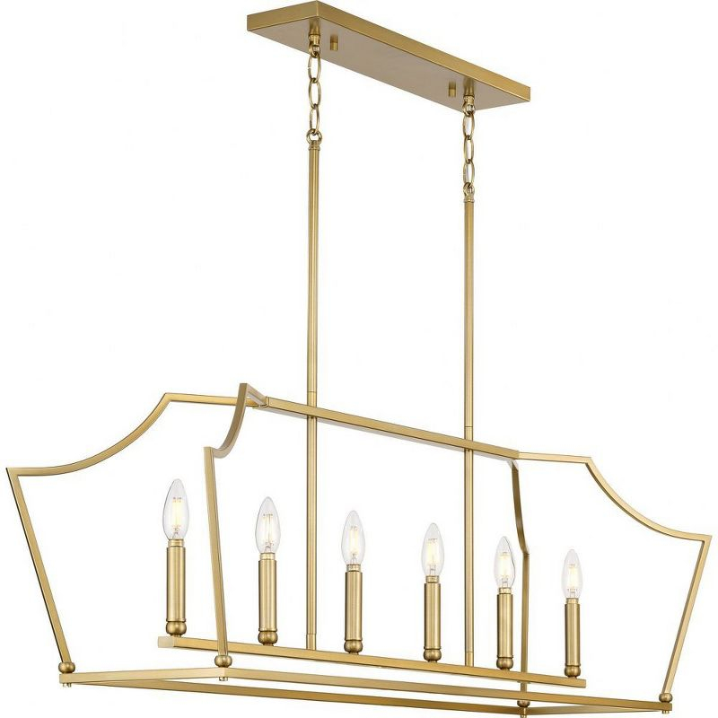 Progress Lighting Parkhurst 6-Light Linear Chandelier, Brushed Bronze, Steel, 13" x 15.13" x 42", Ideal for Dining Rooms and Kitchens