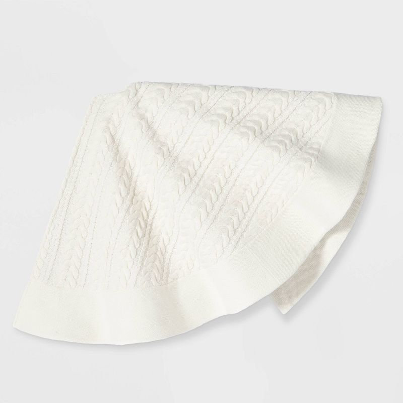 Cable Knit Christmas Tree Skirt Ivory - Wondershop™