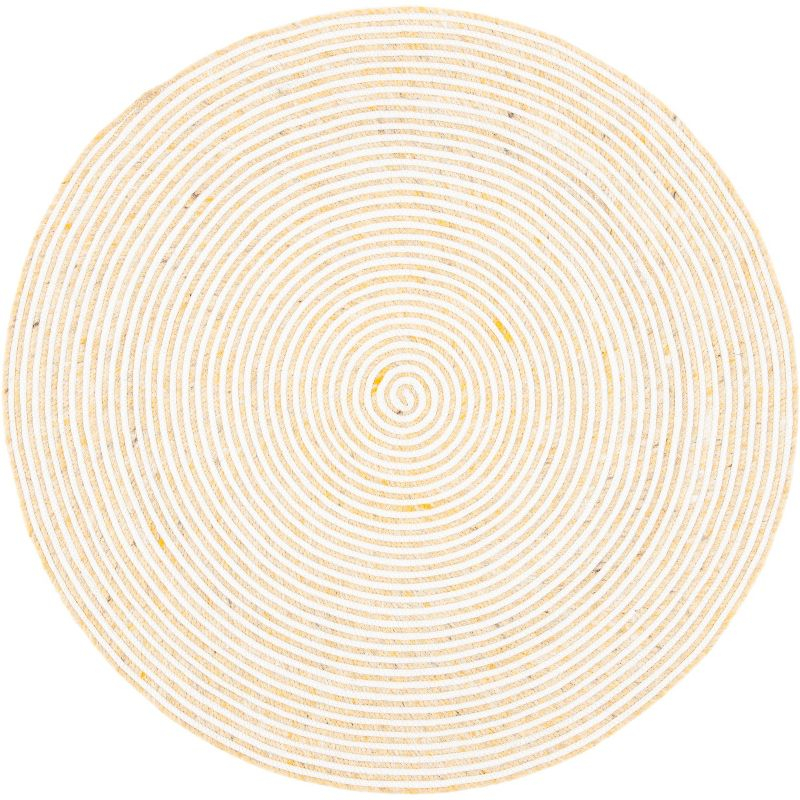 Braided BRD905 Hand Woven Area Rug - Gold/Ivory - 4' round - Safavieh.