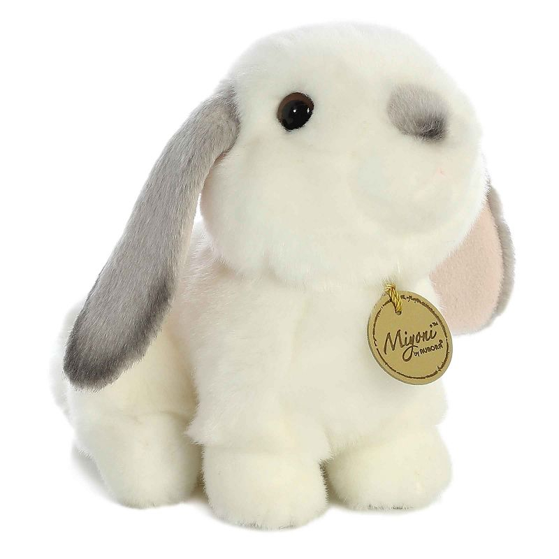 Aurora Small Lop Eared Rabbit Miyoni Realistic Stuffed Animal Grey Ears 8"