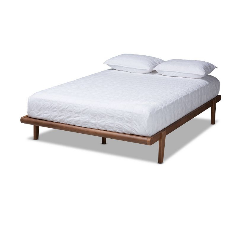 Queen Kaia Finished Wood Platform Bed Frame Brown - Baxton Studio: Rubberwood, Mid-Century Design, No Box Spring Required