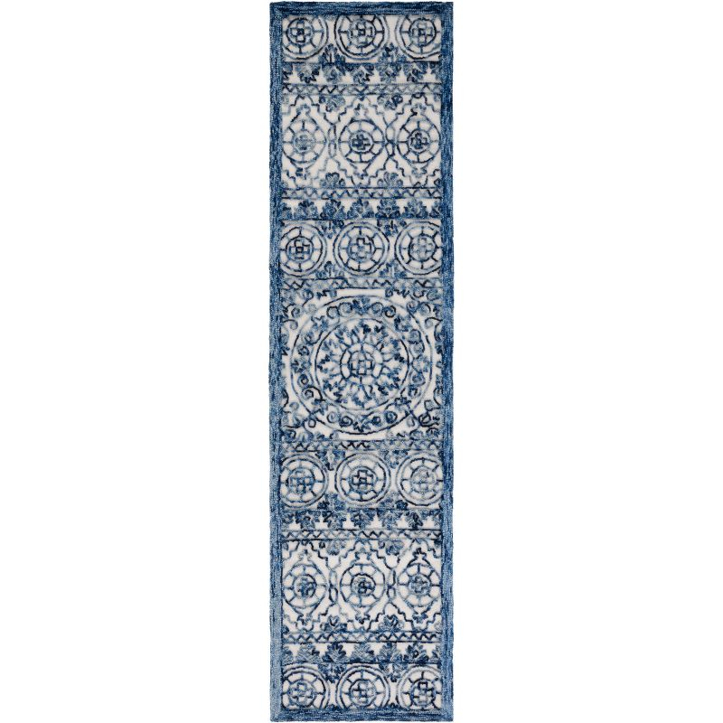 Trace TRC701 Hand Tufted Runner Rug - Navy/Ivory - 2'3"x9' - Safavieh.