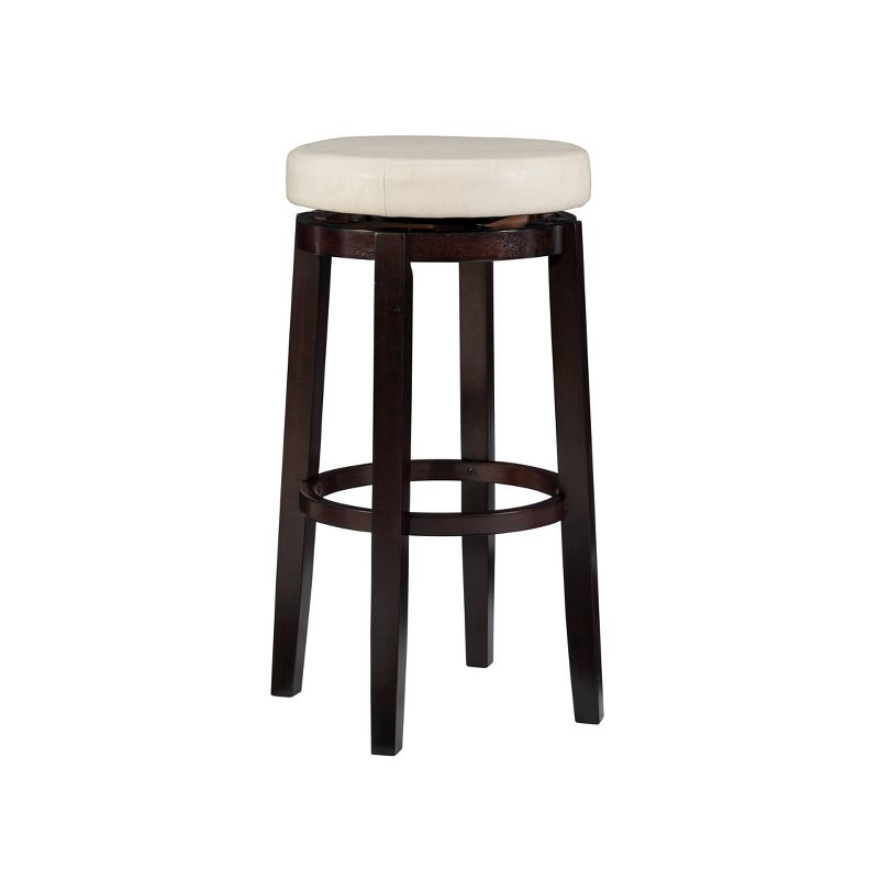 Maya Faux Leather Swivel Backless Barstool White - Linon
