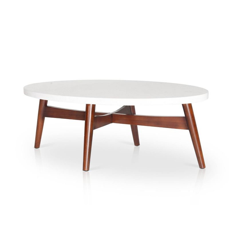 Serena Silverstone Oval Cocktail Table White - Steve Silver